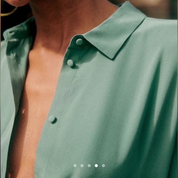 NWT Sézane 100% Silk Ann Shirt in Sage (Size FR 36 | US 4) - Picture 3 of 13